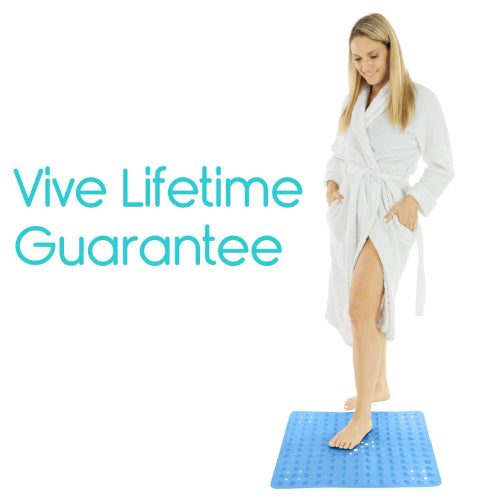 Vive Health 20" X 20" Shower Mat, Nonslip Suction Cups, Center Drain, Clear Pvc