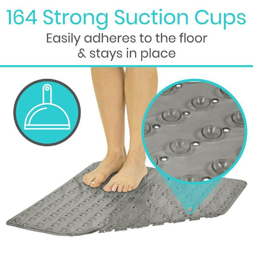 Vive Health Shower Mat, Nonslip Suction Cups, Gray, 20 x 20 Inches