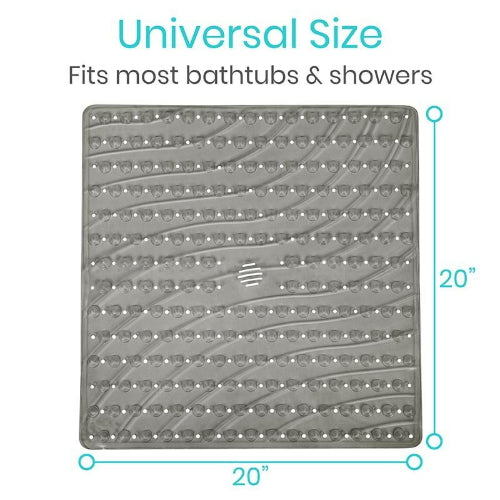 Vive Health Shower Mat, Nonslip Suction Cups, Gray, 20 x 20 Inches