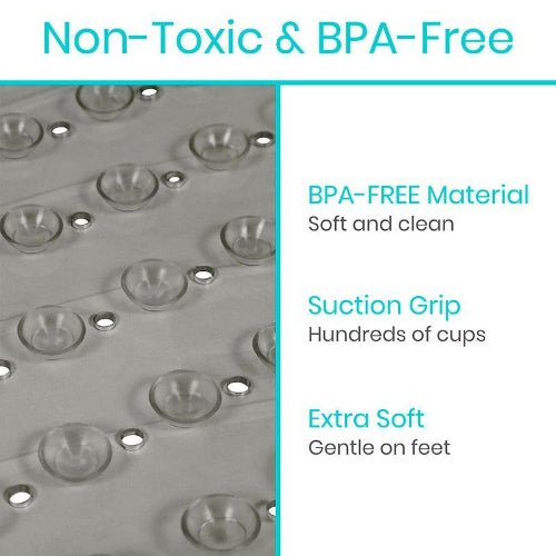 Vive Health Shower Mat, Nonslip Suction Cups, Gray, 20 x 20 Inches