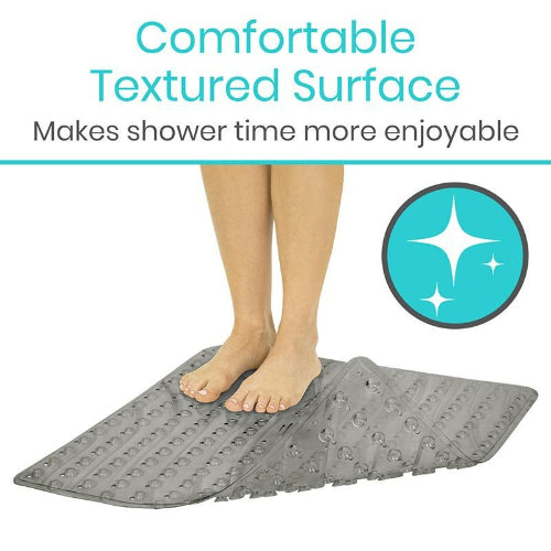 Vive Health Shower Mat, Nonslip Suction Cups, Gray, 20 x 20 Inches