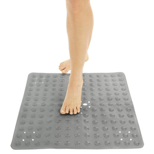 Vive Health Shower Mat, Nonslip Suction Cups, Gray, 20 x 20 Inches