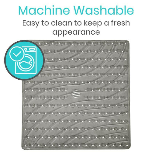 Vive Health Shower Mat, Nonslip Suction Cups, Gray, 20 x 20 Inches