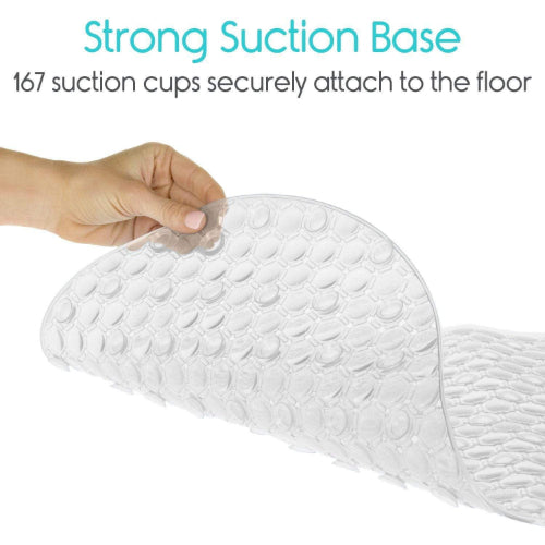 Vive Health Oval Bath Mat with Nonslip Suction Cups, Gray, 26 Inches