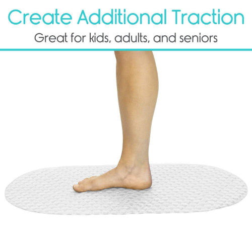 Vive Health Oval Bath Mat with Nonslip Suction Cups, Gray, 26 Inches