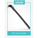 Vive Health Shoe Horn with 16.5‑inch Stainless Steel Long Reach and Leather Grip, Black