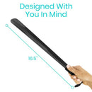 Vive Health Shoe Horn with 16.5‑inch Stainless Steel Long Reach and Leather Grip, Black