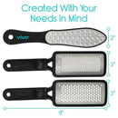 Vive Health Pedicure Foot File Set, Stainless Steel, 3 Coarseness Grades with Carry Bag