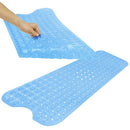 Vive Health Bath Mat, 38 x 15 Inches with Suction Cups and Drain Holes for Safety, Blue