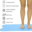 Vive Health Bath Mat, 38 x 15 Inches with Suction Cups and Drain Holes for Safety, Blue