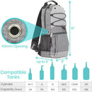 Vive Health Oxygen Tank Backpack Bag with Straps Fits M2 to C Cylinders, 6 Hose Outlets, Gray