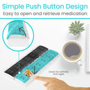 Vive Health AM/PM Pill Organizer with Color-Coded Push-Button Lids and Removable Trays