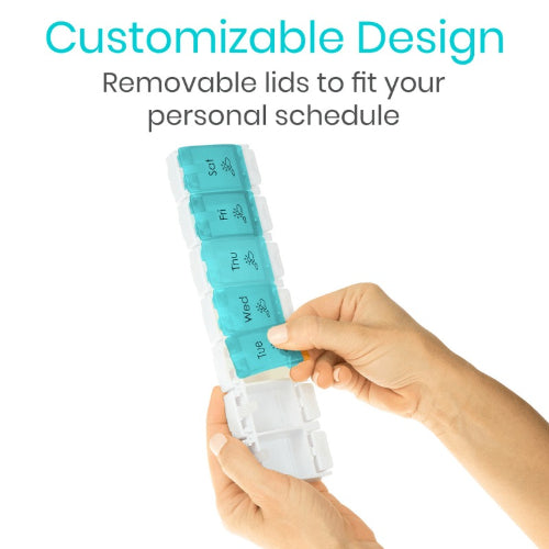 Vive Health Am/Pm Pill Organizer, Push-Button Lids, Detachable