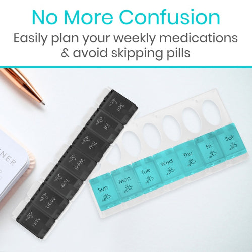 Vive Health Am/Pm Pill Organizer, Push-Button Lids, Detachable