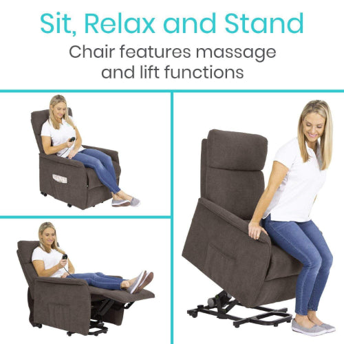 Vive Health Lift Chair, 5 Massage Modes, Quiet and Smooth, Dark Brown