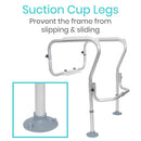 Vive Health Toilet Safety Frame with Crossbar Adjustable Width, Non-Slip Rails and 300 lbs Capacity