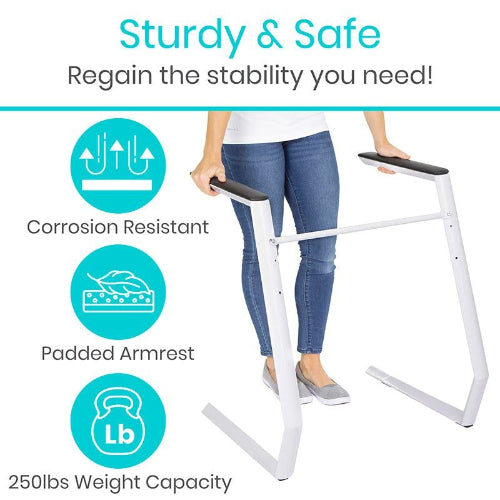 Vive Health Stand Alone Toilet Rail, White