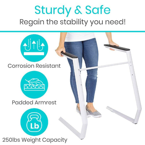 Vive Health Stand Alone Rail, Steel Frame, Padded Open Design