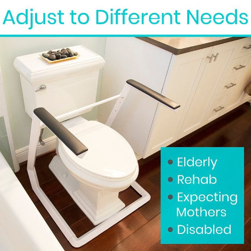 Vive Health Stand Alone Toilet Rail, White