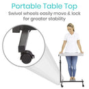 Vive Health Compact Overbed Table, 24 x 16 Inches, Height Adjustable with Wheels