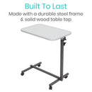 Vive Health Compact Overbed Table, 24 x 16 Inches, Height Adjustable with Wheels