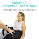Vive Health Transfer Sling 9.5-Inch Wide, 10 Padded Handles, Waist Belt, Black 330 lbs Support