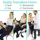 Vive Health Transfer Sling 9.5-Inch Wide, 10 Padded Handles, Waist Belt, Black 330 lbs Support
