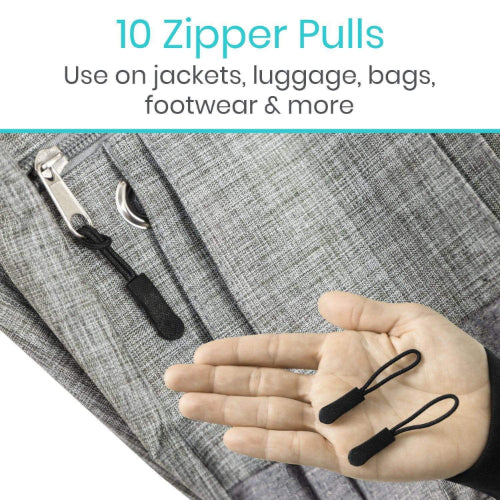 Vive Health Easy Grip Replacement Zipper Pulls for Jackets, Backpacks and Luggage, Arthritis-Friendly, Non-Slip Design, Pack of 10