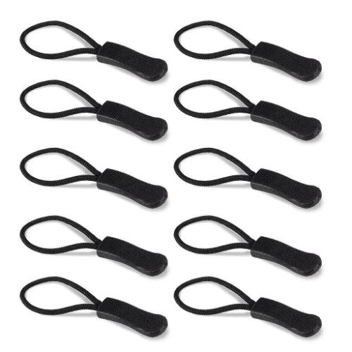 Vive Health zipper pull, black, 10 pack, easy grip, durable design, lightweight, versatile accessory, Moovkart