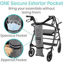 Vive Health Oxygen Tank Holder, Reinforced Straps, Extra Pockets, Gray