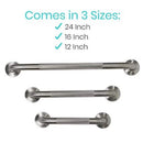 Vive Health Textured Metal Grab Bar 16 Inch Stainless Steel Brushed Nickel with Mounting Hardware