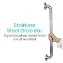 Vive Health Textured Metal Grab Bar 12 Inch Stainless Steel Brushed Nickel with Mounting Hardware