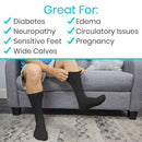 Vive Health Non-Binding Diabetic Crew Socks for Women, Circulation Support, 6 Pairs, Black Small