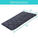 Vive Health Memory Foam Bathroom Rug, Nonslip Flannel, Quick-Dry and Absorbent, 17 x 24 Inches Gray