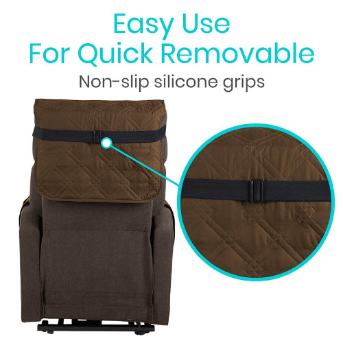 Vive Health Full Chair Incontinence Cover, Waterproof 26" Seat, Armrest Flap With Pockets, Brown