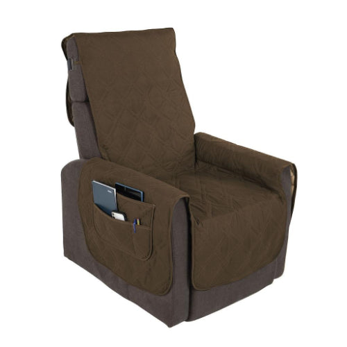 Vive Health Full Chair Incontinence Cover, Waterproof 26" Seat, Armrest Flap With Pockets, Brown