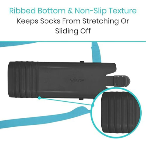 Vive Health Sock Assist and Remover – Black, Non-Slip Ridges
