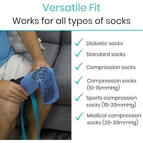 Vive Health Sock Assist and Remover – Black, Non-Slip Ridges