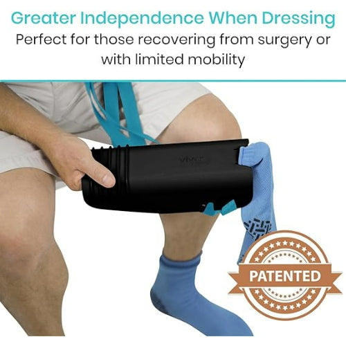 Vive Health Sock Assist and Remover – Black, Non-Slip Ridges