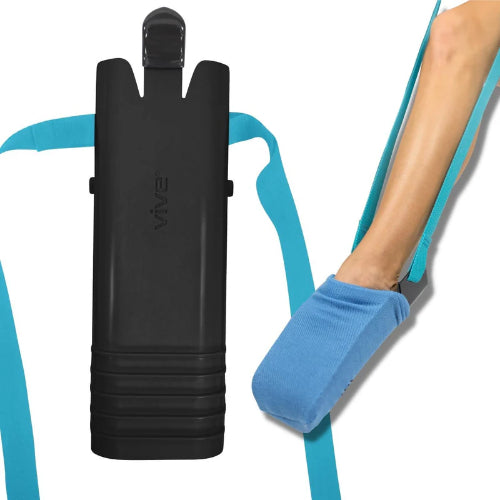Vive Health Sock Assist and Remover – Black with non-slip ridges and sock remover hook for effortless dressing. Moovkart