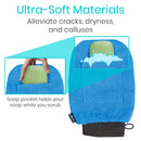 Vive Health Exfoliating Gloves with Suction Cup for Hanging, Black and Blue, 4-Pack, One Size