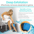 Vive Health Exfoliating Gloves with Suction Cup for Hanging, Black and Blue, 4-Pack, One Size