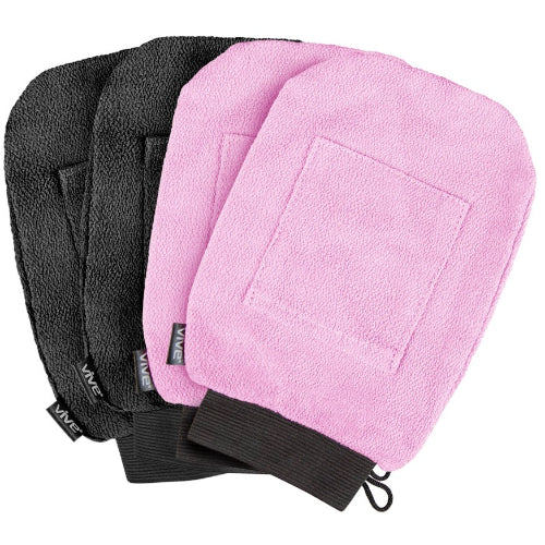 Vive Health Exfoliating Gloves, Black and Pink