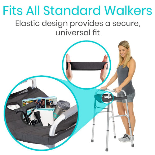 Vive Health Walker Tray, Strong Foldable Design, Fits Standard Walkers