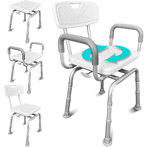 Vive Health Swivel Shower Chair with Contoured Seat for Safe and Comfortable Bathing, Moovkart
