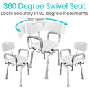 Vive Health Swivel Shower Chair with Adjustable Height, Padded Armrests