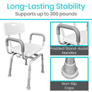 Vive Health Swivel Shower Chair with Adjustable Height, Padded Armrests