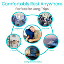 Vive Health Inflatable Travel Pillow, Angled Headrest with Neck and Arm Support, Blue