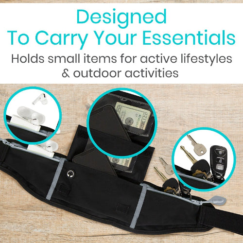 Vive Health Running Belt, Black and Gray