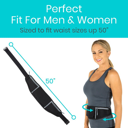 Vive Health Running Belt, Black and Gray